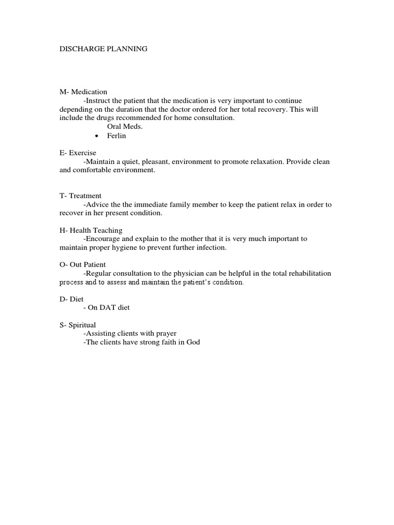 Discharge Planning | PDF