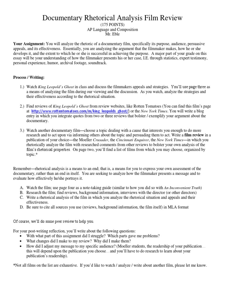 Documentary Film Analysis  PDF  Rhetoric  Documentary Film