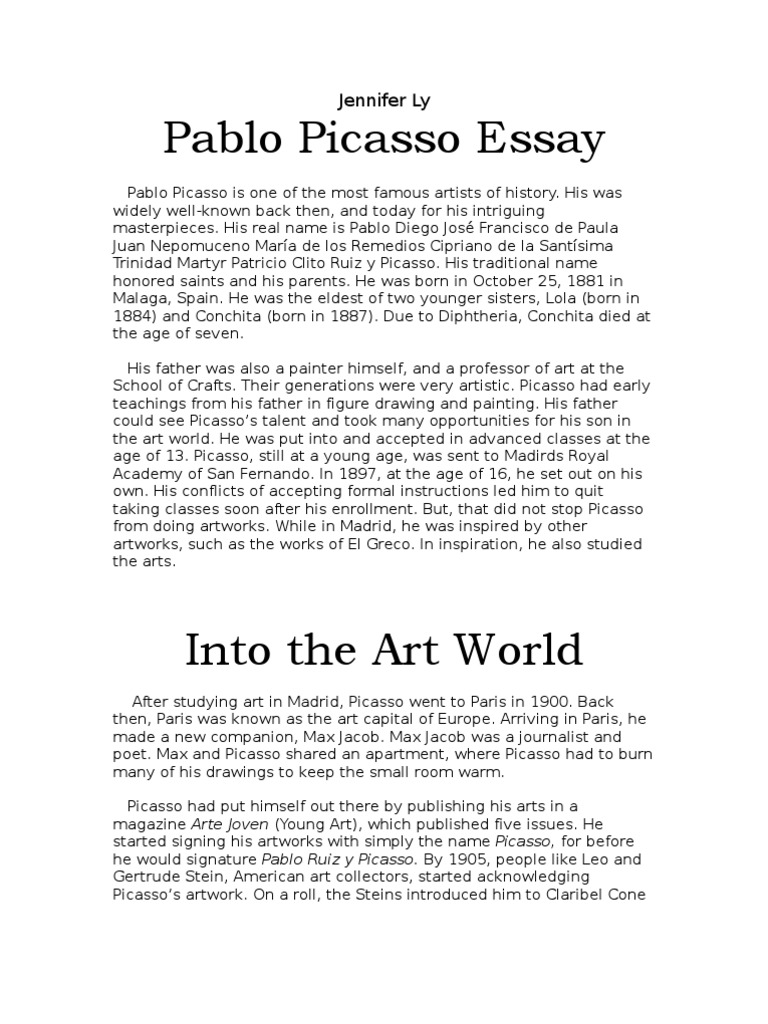 Реферат: Pablo Picasso Essay Research Paper Pablo Picasso