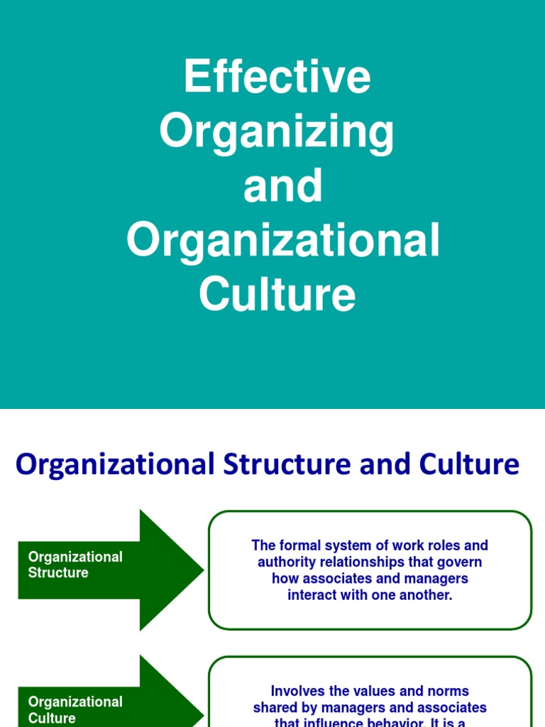 Effective Organizing & Org - Culture | PDF | Organizational Structure ...