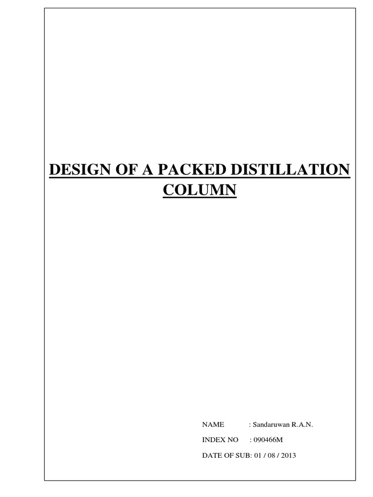 Packed Distillation Column Design | PDF | Distillation | Phases Of Matter