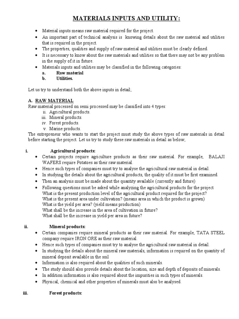 Materials Inputs and Utility | PDF | Agriculture | Natural Environment