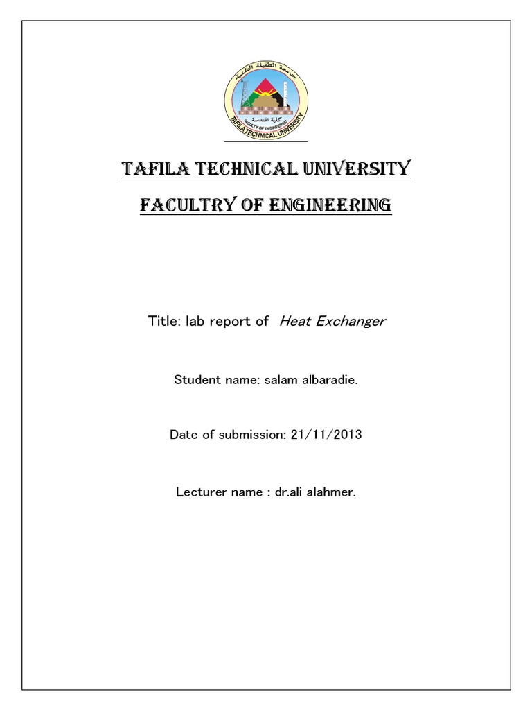 Lab Report of Heat Exchanger PDF Heat Exchanger Temperature
