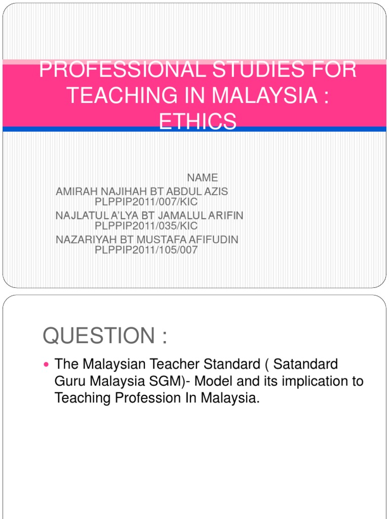 Professional Studies For Teaching in Malaysia-Sgm | PDF | Malaysia ...