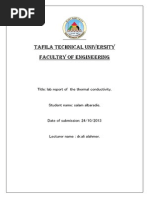 Download Lab Report of the Thermal Conductivity by Salam Albaradie SN185705874 doc pdf