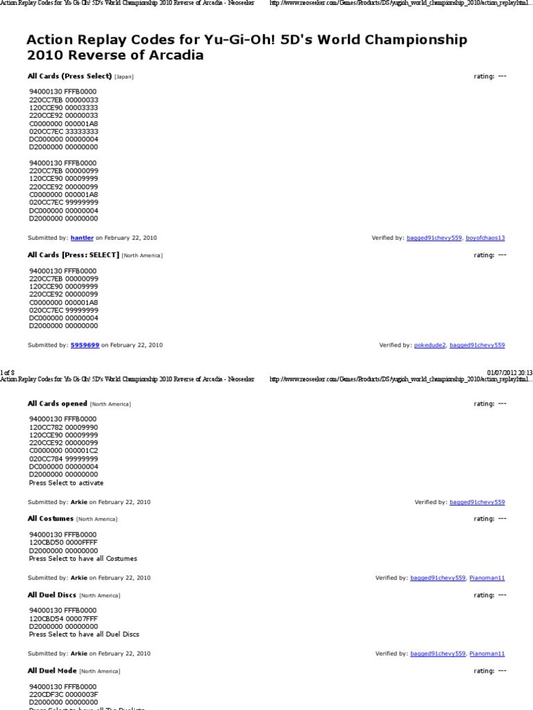 yugioh 5ds reverse of arcadia card list Yu-Gi-Oh! 5D's World Championship 2010 - (NDS) Nint 5ds Ultimate Deck 2010 (Reverse