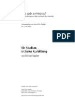 Quo Vadis Universitas?: Ein Studium Ist Keine Ausbildung