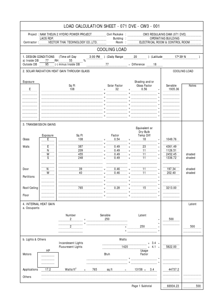 Cooling and Heating Load Calculations | PDF | Hvac | Duct (Flow)