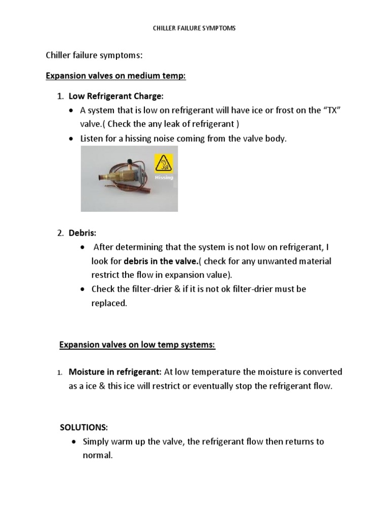 Chiller Failure Symptoms and Solutions | PDF | Cooking, Food & Wine ...