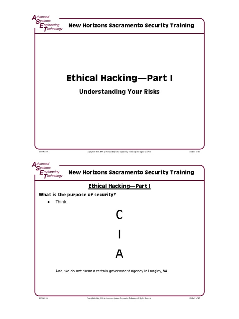 Ethical Hacking Handout | PDF | Computer Security | Security