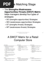 The Matching Stage: - The Strengths-Weaknesses-helps Managers Develop Four Types of Strategies