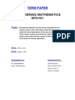 Engineering Mathematics MTH101: Term Paper