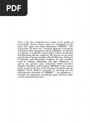Roberts Graham The Last Soviet Avant Garde Oberiu Fact Images, Photos, Reviews