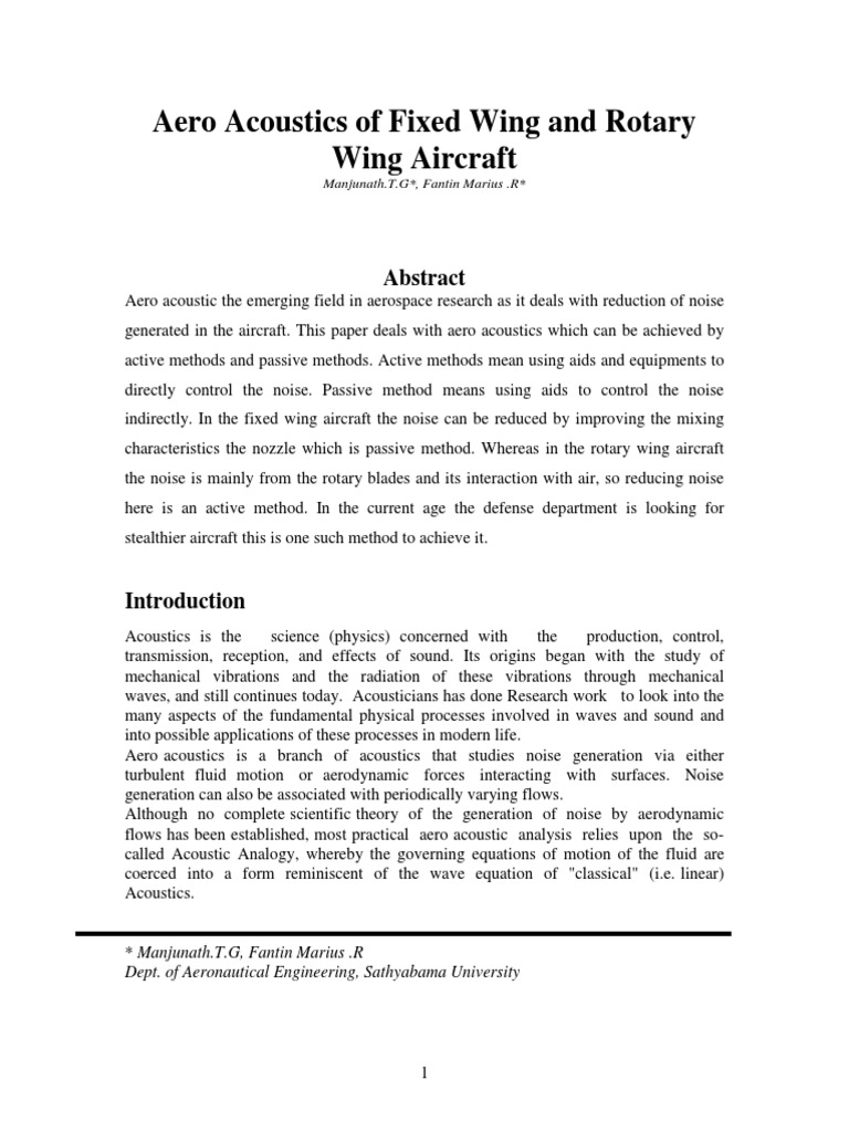 Aero Acoustics in Rotary-Wing Aircraft | PDF | Helicopter Rotor ...
