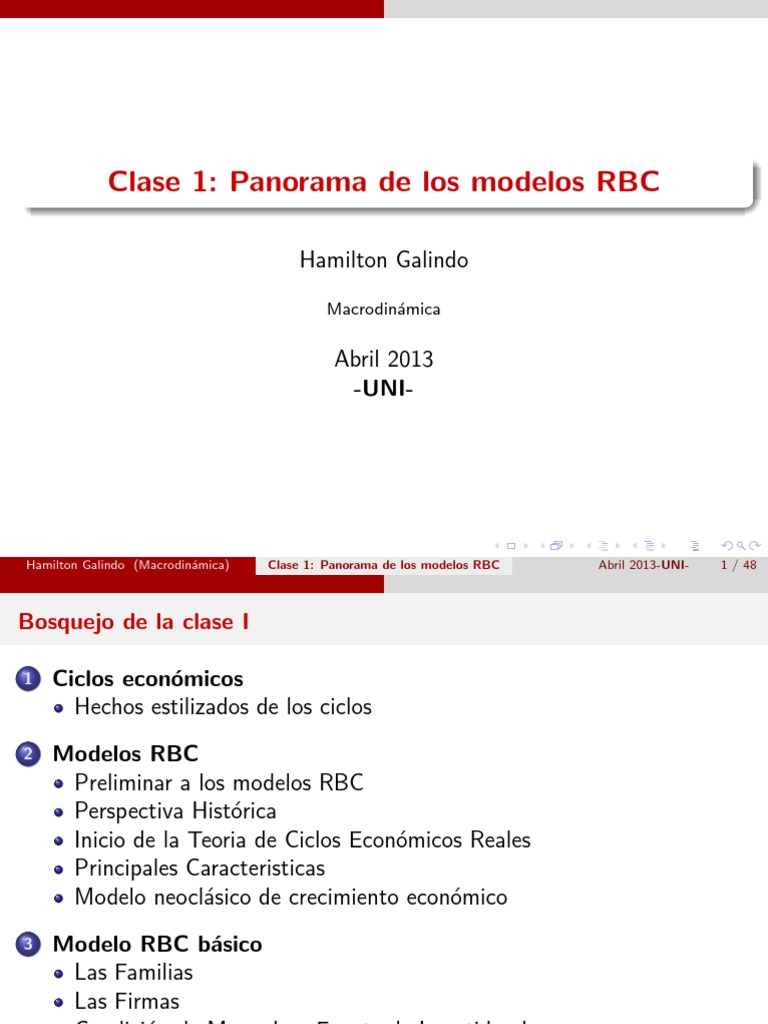 Panorama de Modelos RBC en Macrodinámica | PDF | Teorías económicas ...