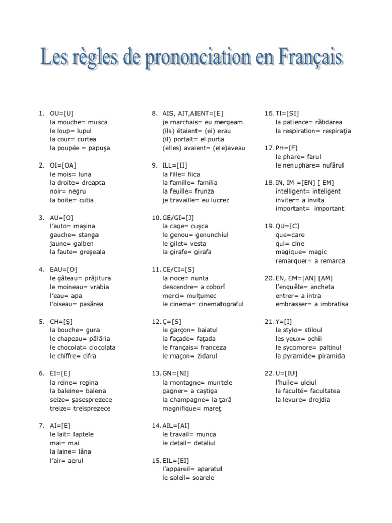 50813408 Les Regles de Prononciation en Francaise