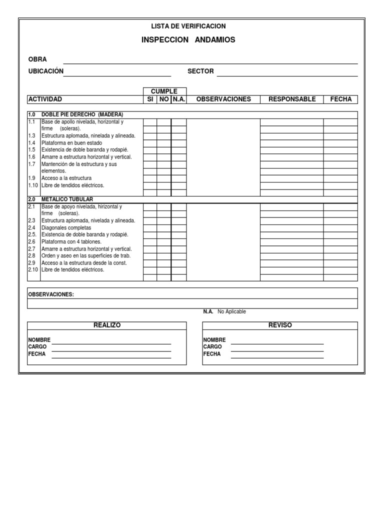 Check List Andamio | PDF