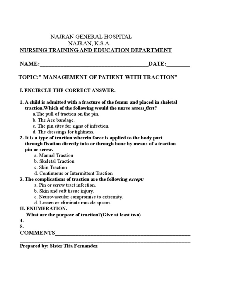 Traction Management in Nursing Education | PDF | Wellness