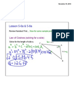 Lesson 5-6a & 5-8a: Law of Cosines (Solving For A Side)