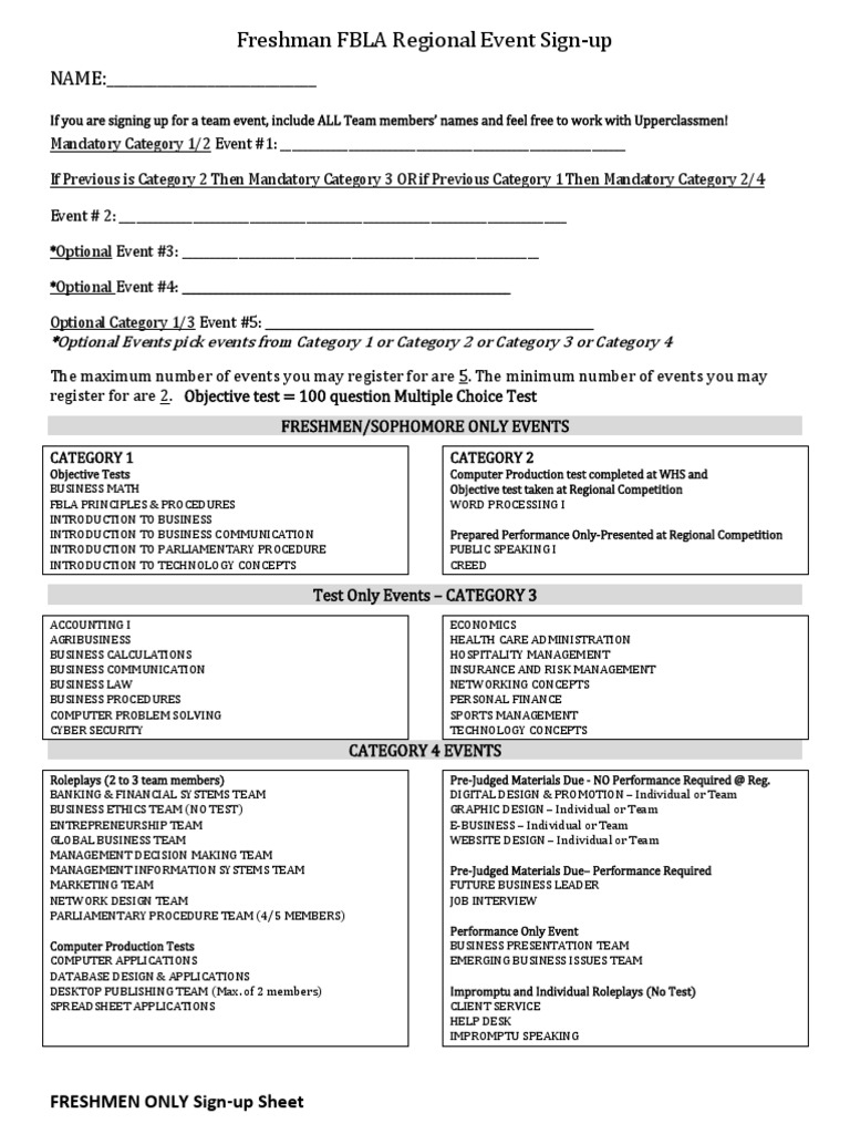 Freshmen Fbla Regional Event Sign Business Design