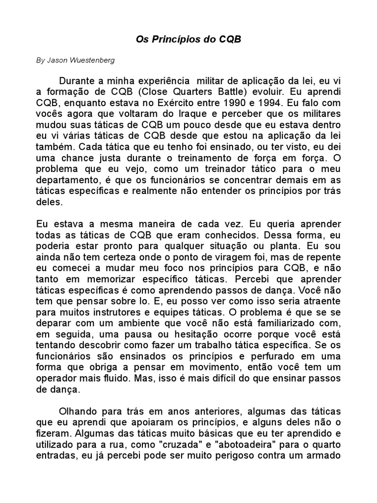 Princípios Fundamentais do CQB | PDF | Lazer | Conflito armado