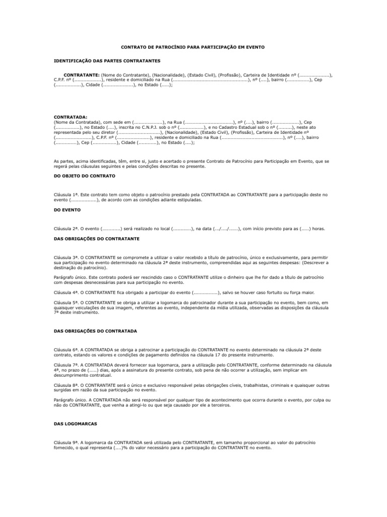 CONTRATO DE PATROCÍNIO