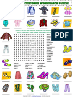Clothes and Accessories Wordsearch Puzzle Vocabulary Worksheet 1