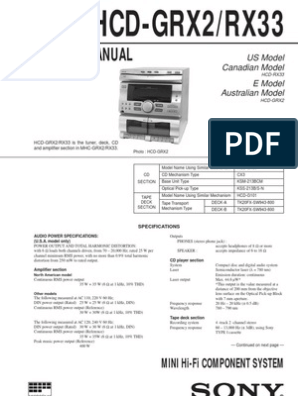 Sony HCD-GRX2RX33 | PDF | Frequency Modulation | Compact Cassette