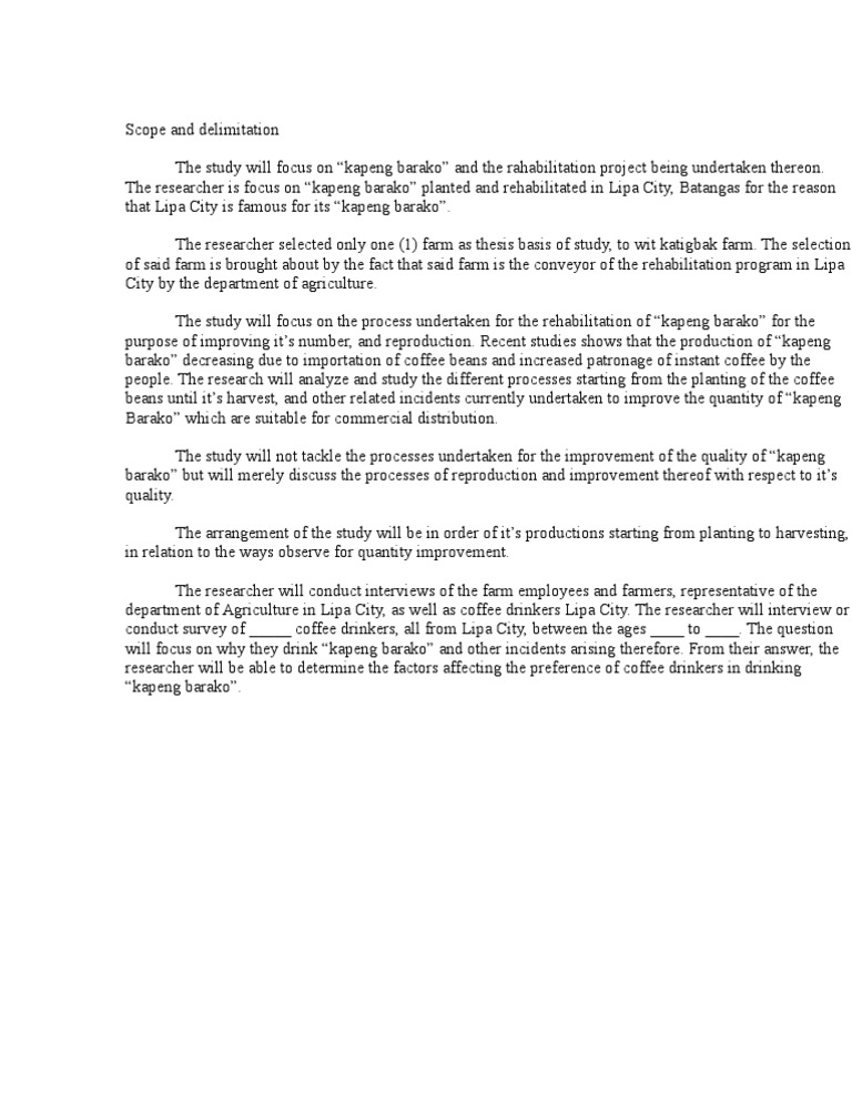 Scope and delimitation of the study example picture