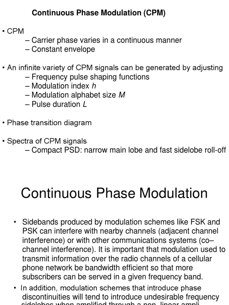 Continuous Phase Modulation Overview | PDF | Modulation | Trigonometric ...