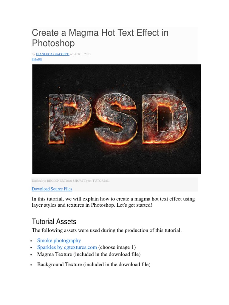 Create A Magma Hot Text Effect in Photoshop | PDF | Adobe Photoshop ...
