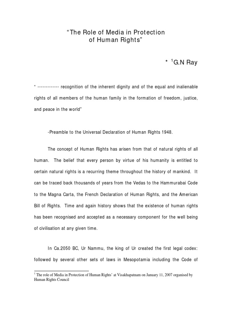 Media's Role in Human Rights Protection | PDF | Natural And Legal ...