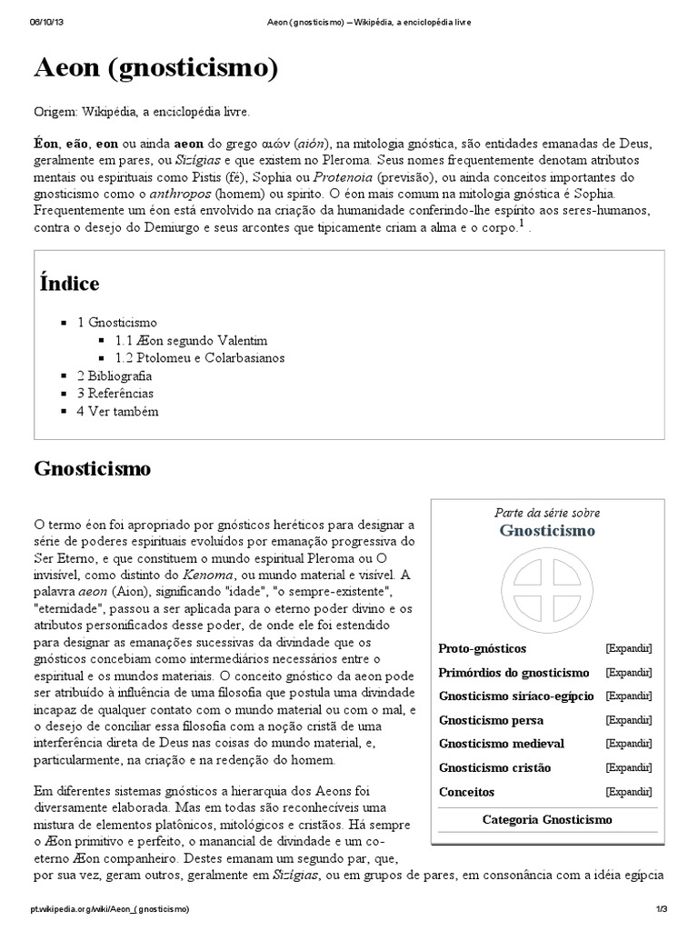 Aeon (Gnosticismo) - Wikipédia, A Enciclopédia Livre | PDF ...