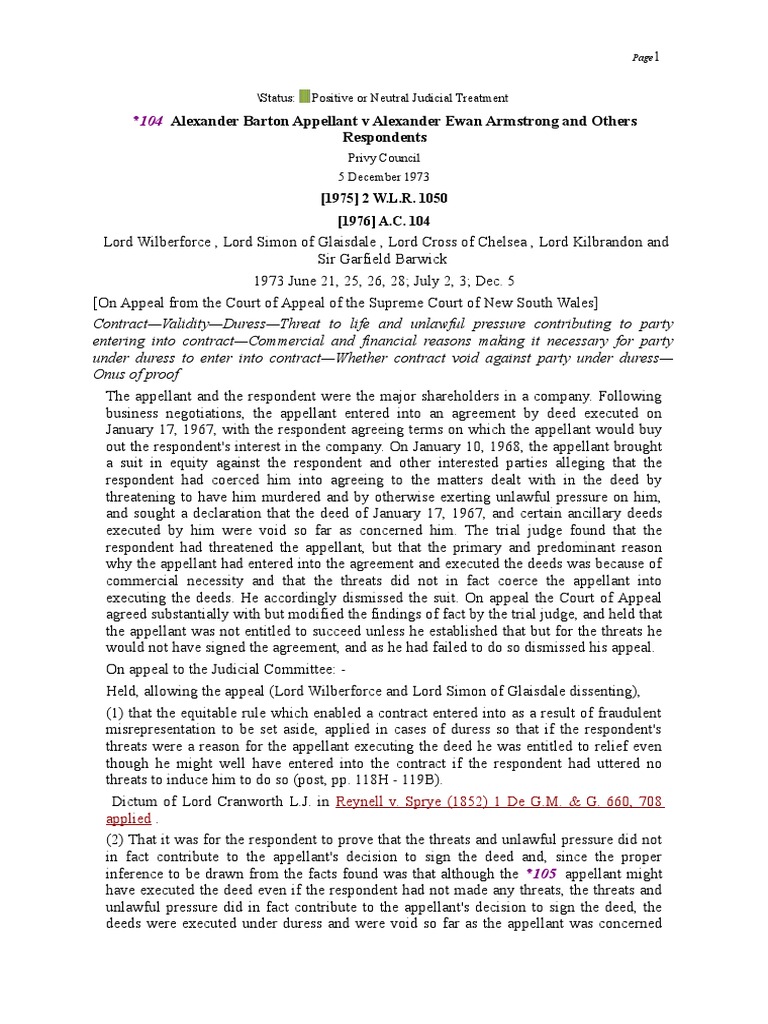 Barton V Armstrong PDF Public Law Government