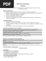 Orientação nutricional de alta DIABETES