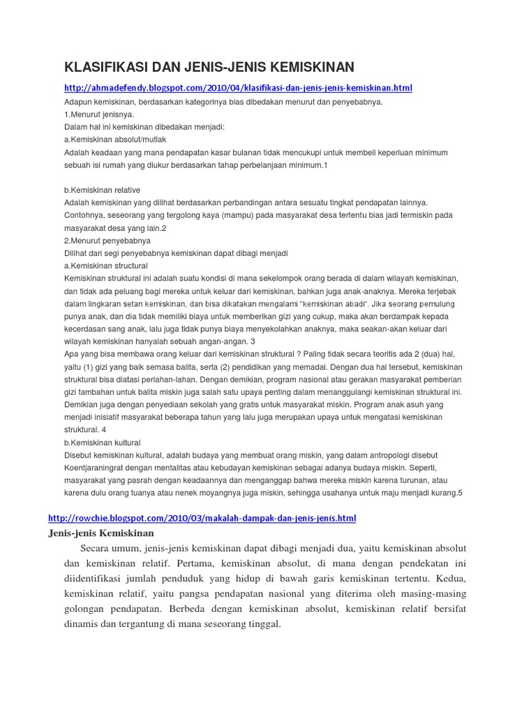Jenis kemiskinan