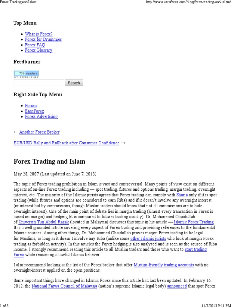 Forex Trading And Islamforex Trading And Islam Foreign Exchange - 