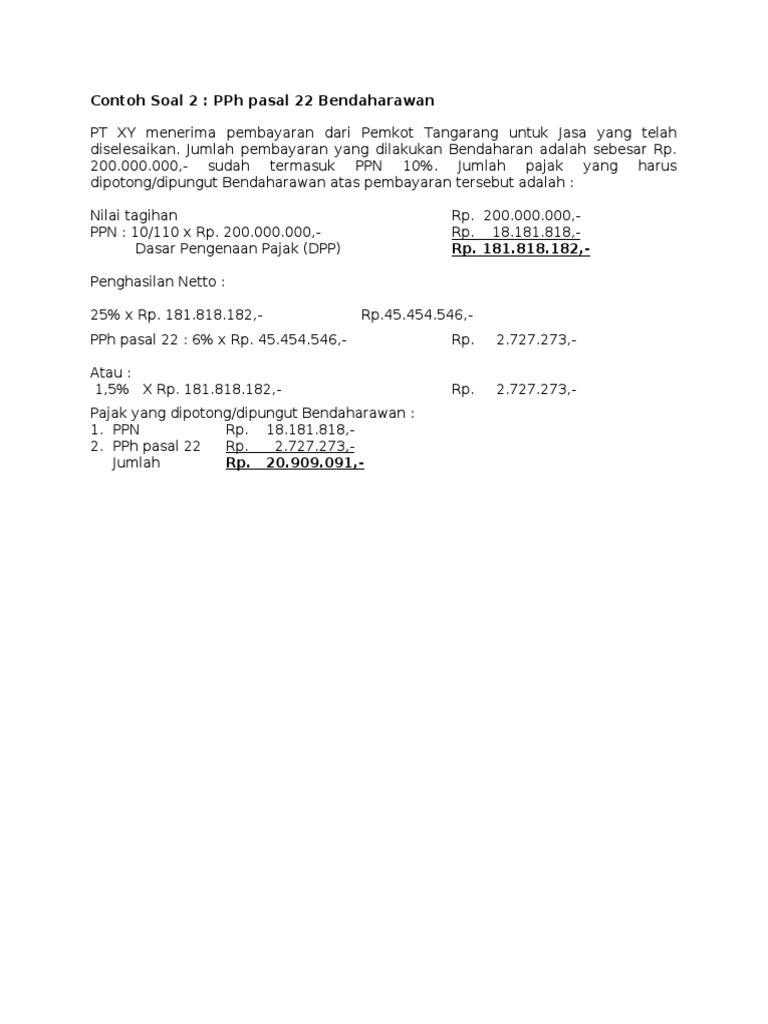 Contoh Soal PPH Pasal 23