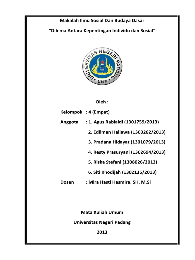 Makalah Ilmu Sosial Dan Budaya Dasar