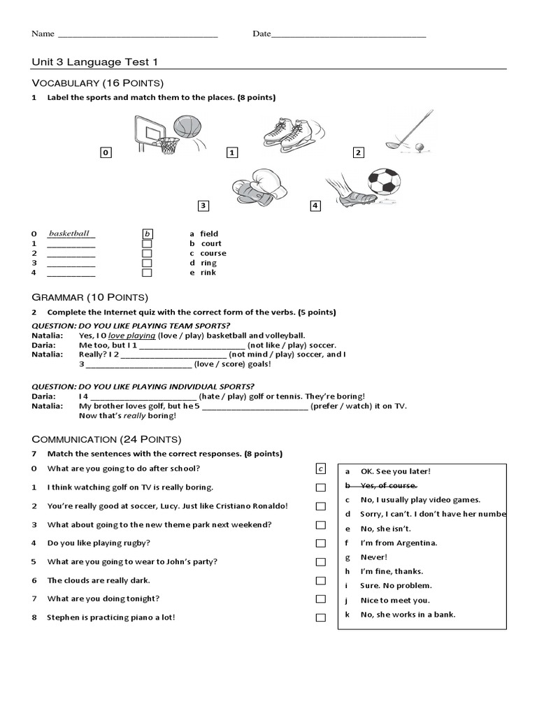 Language Test 3A