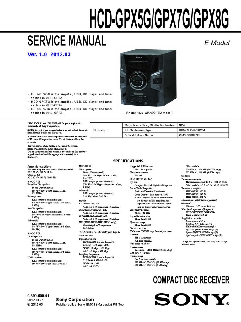 Service Manual (Hcd Gpx5g Gpx7g Gpx8g) (989060001) | Frequency