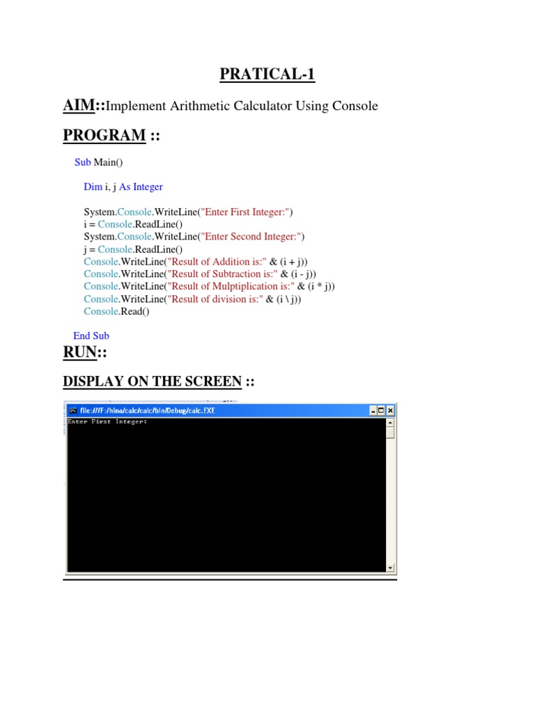 Console Programs for Basic Arithmetic and Logic | PDF | Command Line ...