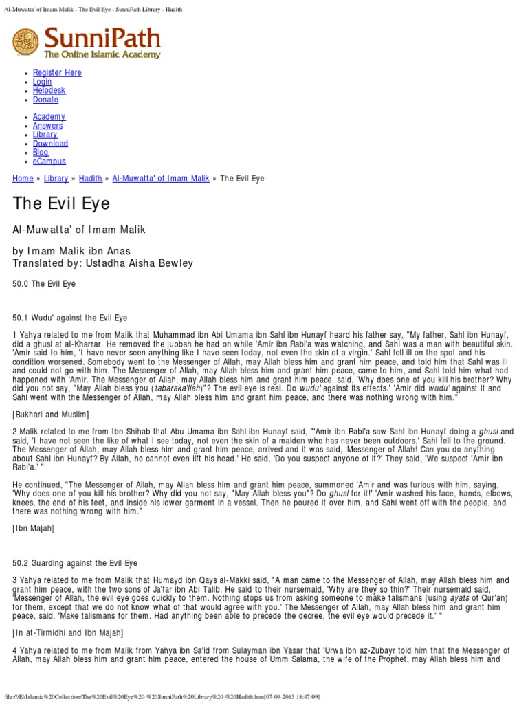 The Evil Eye | PDF | Muhammad | Hadith