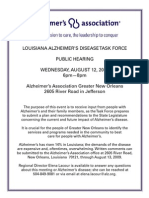 Louisiana Alzheimer’s Disease Task Force Public Hearing Wednesday, August 12,