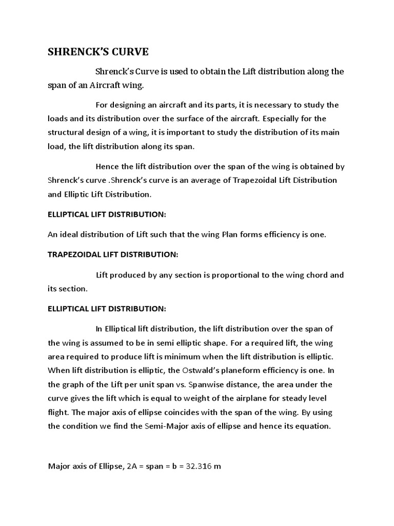 Shrenck's Curve: Lift Distribution Analysis | PDF | Ellipse | Lift (Force)