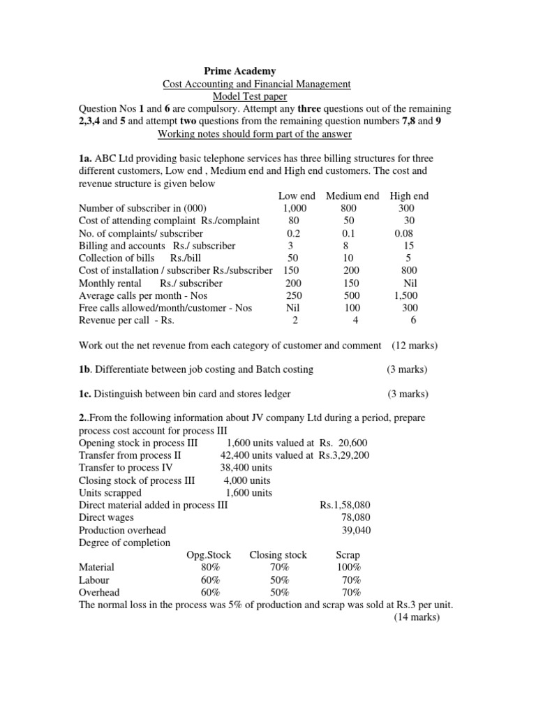 49 Costing Questions | PDF