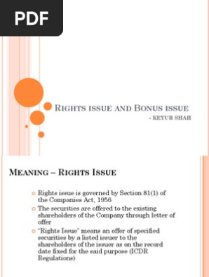 Rights Issue Bonus Issue 3 Pdf Securities Finance Convertible Bond