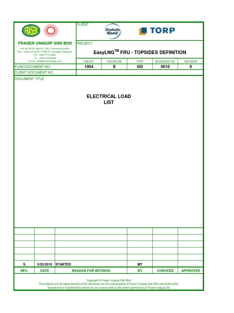 1004 E GD 0010 X Electrical Load List | PDF | Water Heating | Machines