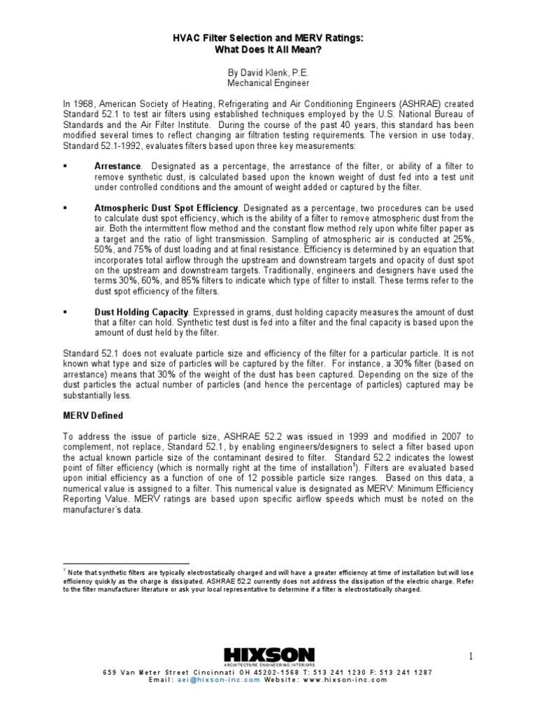 MERV Rating 0108 | PDF