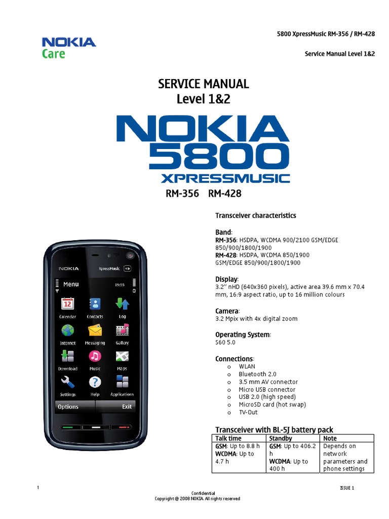 Nokia 5800xm Rm-356 Rm-428 Service Manual-12 v1 | Electrostatic Discharge |  Battery (Electricity)